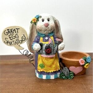 1998 Garden Ridge 3.5" Easter Bunny Rabbit Figurine Vintage Resin Egg Cup Holder